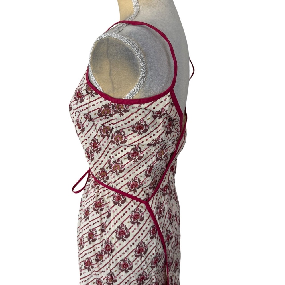 Anthropologie Plenty Dress Women Size 4 White Boho Sundress Beaded Straps Cotton - Picture 5 of 9